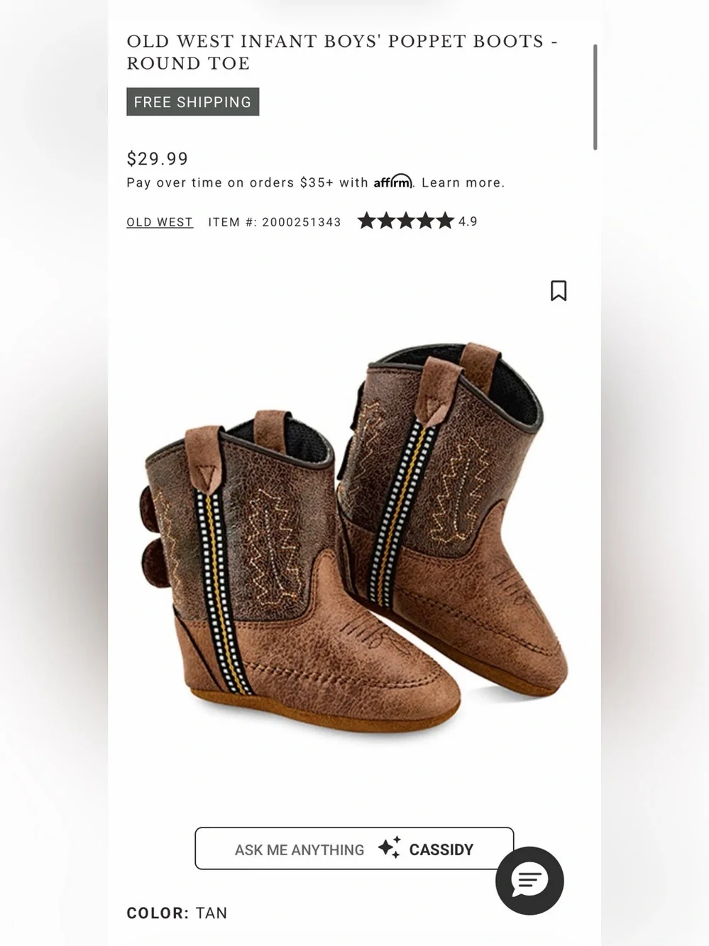 Baby Old West Western Booties